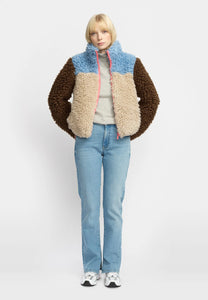 SELFHOOD | 77319 Chunky Block Teddy Jacket | Blue