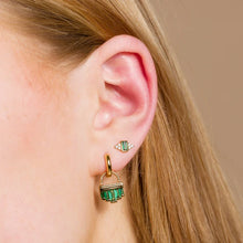 Load image into Gallery viewer, SCREAM PRETTY |  Green Cleopatra Charm Hoop Earrings | Gold Plated