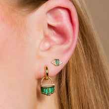 Load image into Gallery viewer, SCREAM PRETTY |  Green Cleopatra Charm Hoop Earrings | Gold Plated