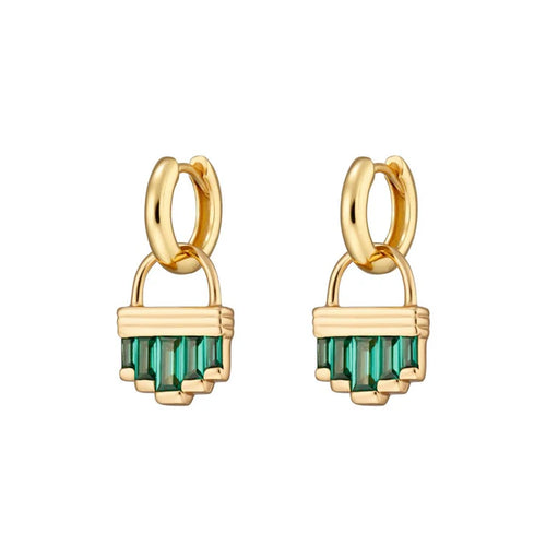 SCREAM PRETTY |  Green Cleopatra Charm Hoop Earrings | Gold Plated