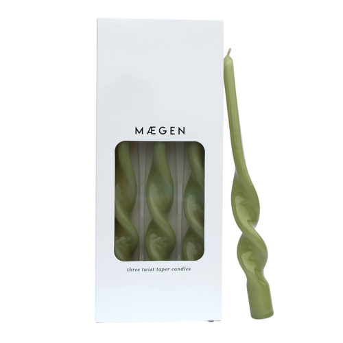 MÆGEN | Set of 3 Twist Taper Candles | Leaf Green - LONDØNWORKS