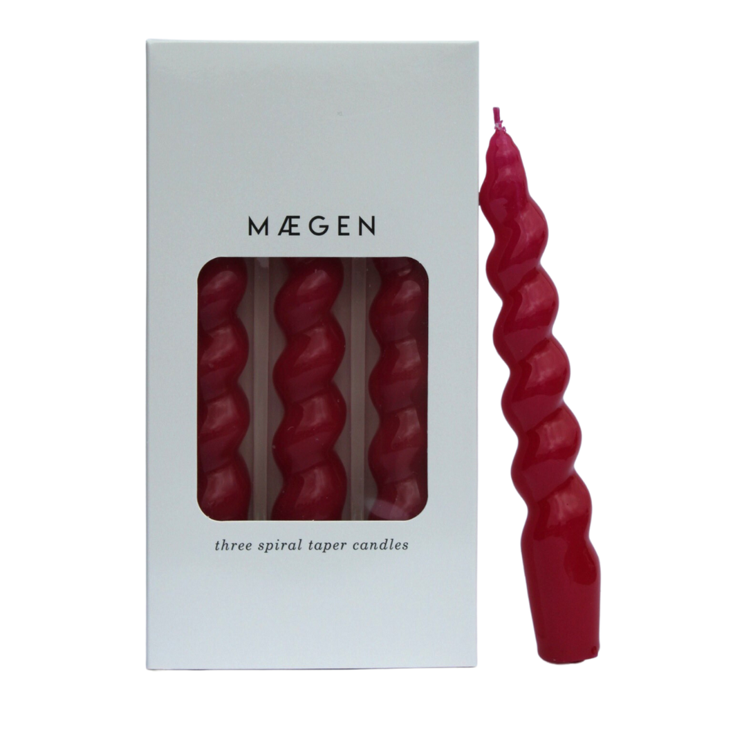 MÆGEN | Set of 3 Spiral Taper Candles | Magenta - LONDØNWORKS