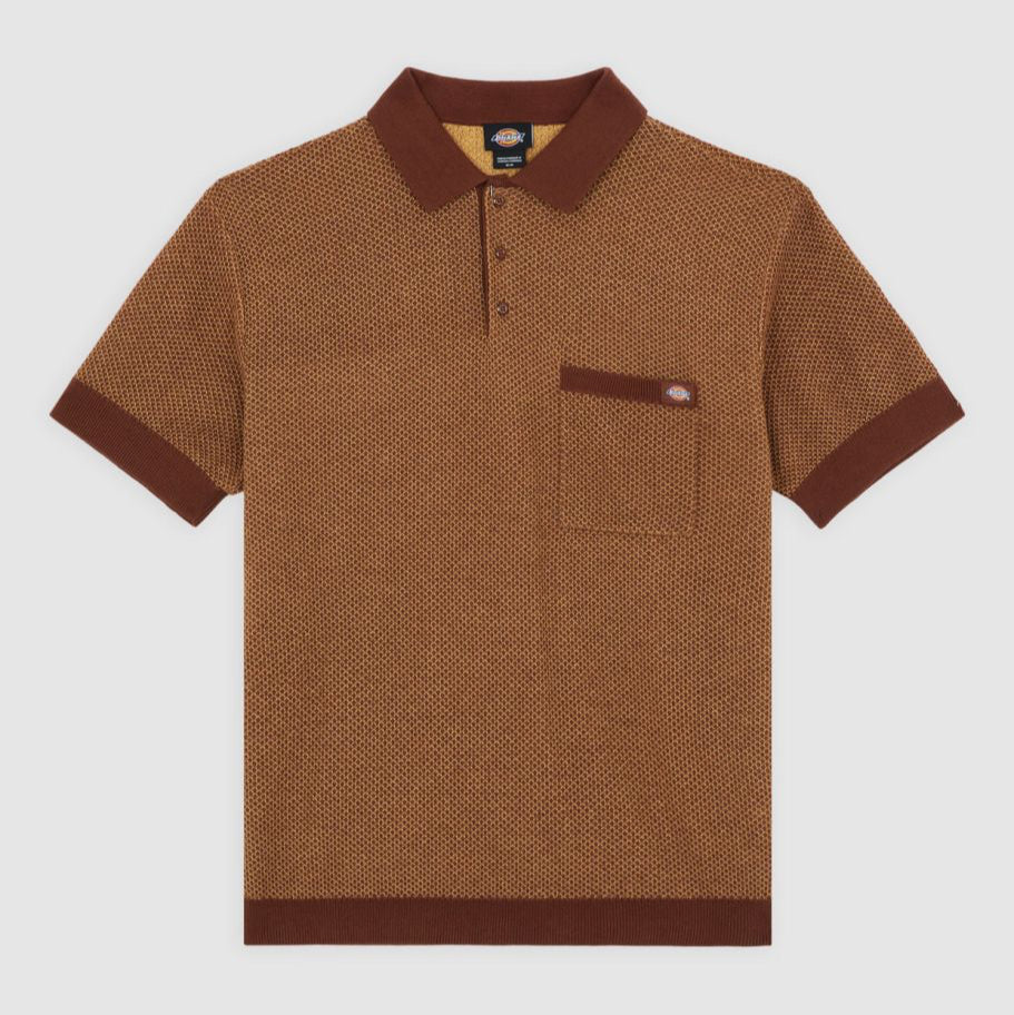 DICKIES | Rocky Knit Polo Shirt | Brown | LONDØNWORKS