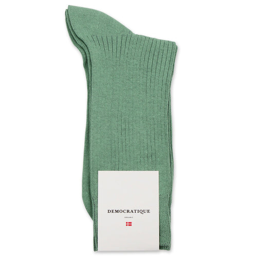 DEMOCRATIQUE SOCKS | Men's Fine Rib Organic Cotton Socks | Soft Green - LONDØNWORKS