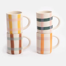 Load image into Gallery viewer, CAROLINE GARDNER | Multi-Check Set of 4 Espresso Mugs