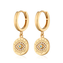 Load image into Gallery viewer, SCREAM PRETTY |  Evil Eye Charm Hoop Earrings | Gold Plated