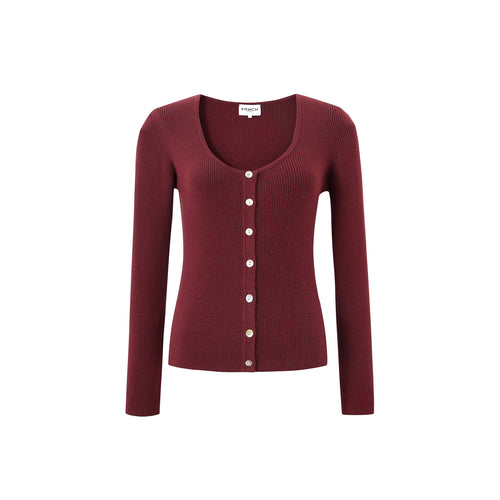 FRNCH | Ainoa Cardigan | Bordeaux Red