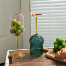 Load image into Gallery viewer, LONDONWORKS | Wavey Wine Glass| Pink &amp; Yellow - LONDØNWORKS