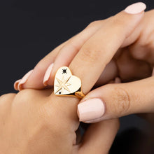 Load image into Gallery viewer, SCREAM PRETTY | Heart Compass Ring | Gold Plated