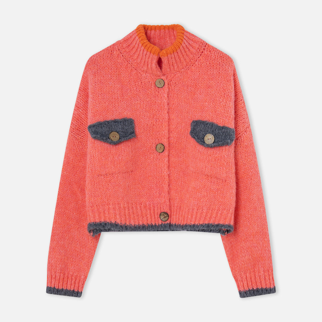 DR BLOOM | Jersey Cardigan Ding-Ding | Coral