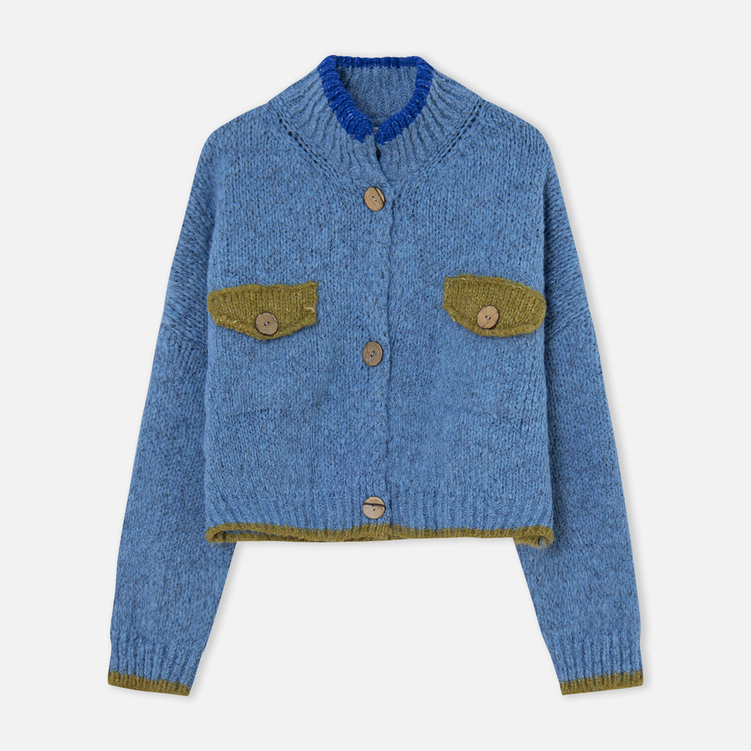 DR BLOOM | Jersey Cardigan Ding-Ding | Azul