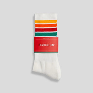 REVOLUTION | 8903 Jaquard Crew Socks | White - LONDØNWORKS