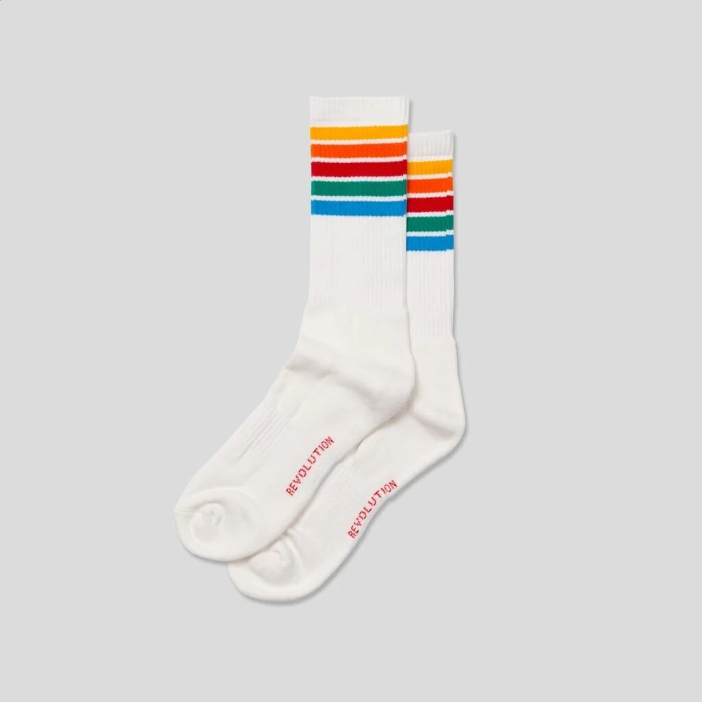 REVOLUTION | 8903 Jaquard Crew Socks | White - LONDØNWORKS