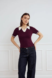Noella | Lilo Polo Knit | Wine & Sugar - LONDØNWORKS