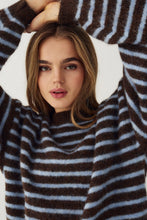 Load image into Gallery viewer, Noella | N-Mafalda Knit Sweater | Brown Blue Stripe
