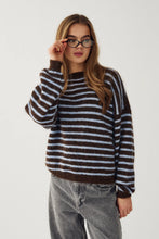 Load image into Gallery viewer, Noella | N-Mafalda Knit Sweater | Brown Blue Stripe