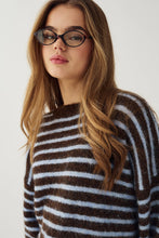 Load image into Gallery viewer, Noella | N-Mafalda Knit Sweater | Brown Blue Stripe