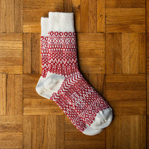 NISHIGUCHI KUTSUSHITA | Oslo Wool Jaquard Socks | Red Sox