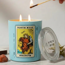 Load image into Gallery viewer, NORTH MUSE | Strength Tarot Card Candle | Patchouli &amp; Amber