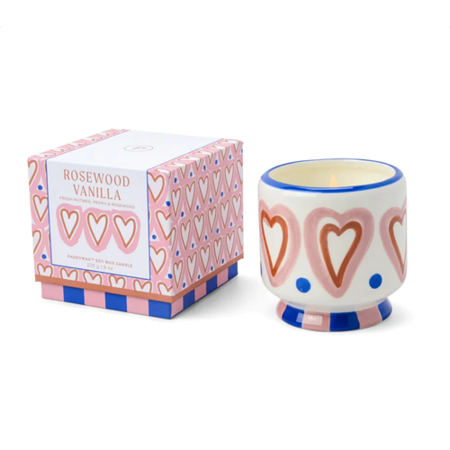 PADDYWAX | Adopo Hearts Ceramic Candle | Rosewood & Vanilla - LONDØNWORKS