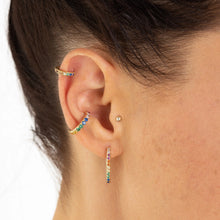 Load image into Gallery viewer, SCREAM PRETTY | Huggie Earrings with Rainbow Stones | Gold Plated - LONDØNWORKS