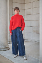 Load image into Gallery viewer, LOWIE | Stripe Denim Pleat Trousers | Blue