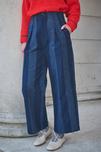Load image into Gallery viewer, LOWIE | Stripe Denim Pleat Trousers | Blue