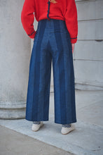 Load image into Gallery viewer, LOWIE | Stripe Denim Pleat Trousers | Blue