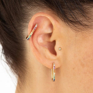 SCREAM PRETTY | Oval Baguette Hoop Earrings with Rainbow Stones | Gold Plated - LONDØNWORKS