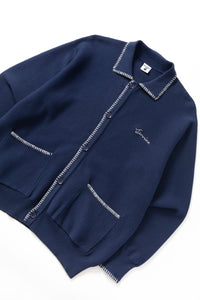 SERVICE WORKS | Blanket Stitch Cardigan | Navy