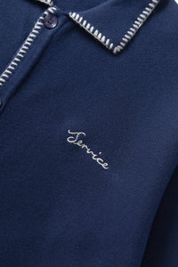 SERVICE WORKS | Blanket Stitch Cardigan | Navy