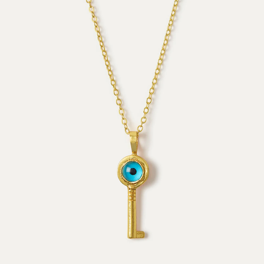OTTOMAN HANDS | Andrea Evil Eye Key Pendant Necklace | Gold Plated - LONDØNWORKS