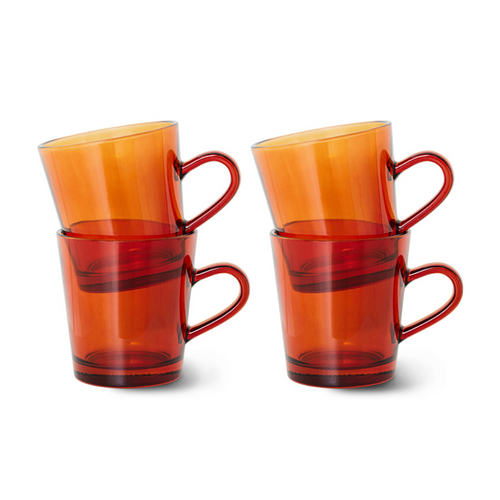 HKLIVING | Glass Coffee Cups Set of 4 | Amber Brown - LONDØNWORKS