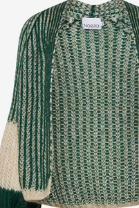 NOELLA | Liana Knit Cardigan | Beige & Bottle Green - LONDØNWORKS