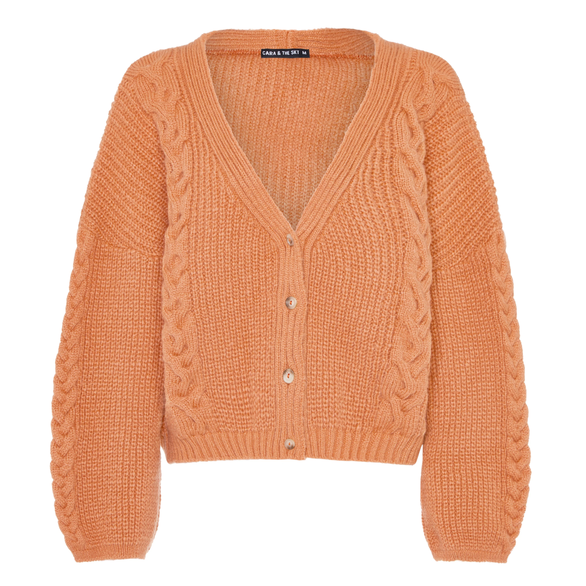 CARA THE SKY Sienna Cable Cardigan Apricot LOND NWORKS