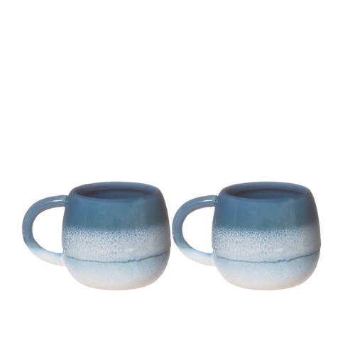 S & B | Set of 2 Mojave Glaze Espresso Mugs | Blue - LONDØNWORKS