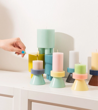 Load image into Gallery viewer, YOD&amp;CO | Stack Candle Tall A | Floss Pink/Pale Yellow/Mint - LONDØNWORKS