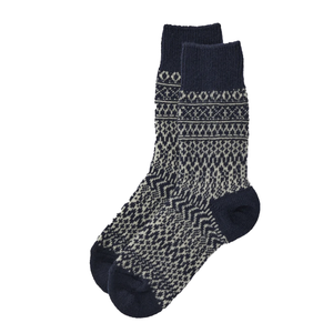 NISHIGUCHI KUTSUSHITA | Oslo Wool Jaquard Socks | Berlin Blue - LONDØNWORKS
