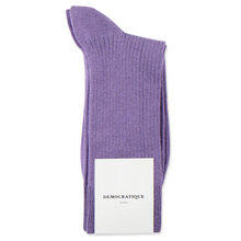 Load image into Gallery viewer, DEMOCRATIQUE SOCKS | Fine Rib Organic Cotton Socks | Clear Purple - LONDØNWORKS