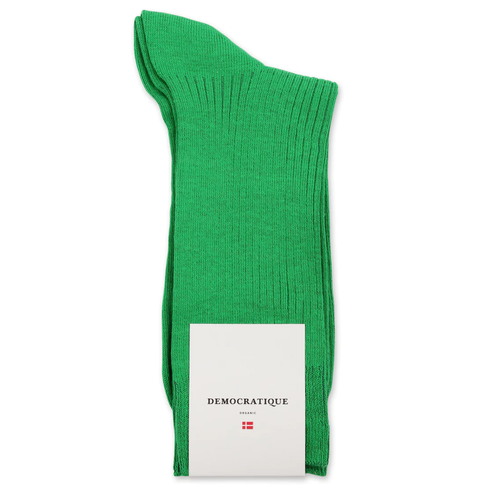 DEMOCRATIQUE SOCKS | Men's Fine Rib Organic Cotton Socks | Grass Green - LONDØNWORKS