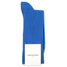 Load image into Gallery viewer, DEMOCRATIQUE SOCKS | Men&#39;s Fine Rib Organic Cotton Socks | Adams Blue - LONDØNWORKS