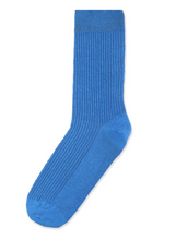Load image into Gallery viewer, DEMOCRATIQUE SOCKS | Men&#39;s Fine Rib Organic Cotton Socks | Adams Blue - LONDØNWORKS