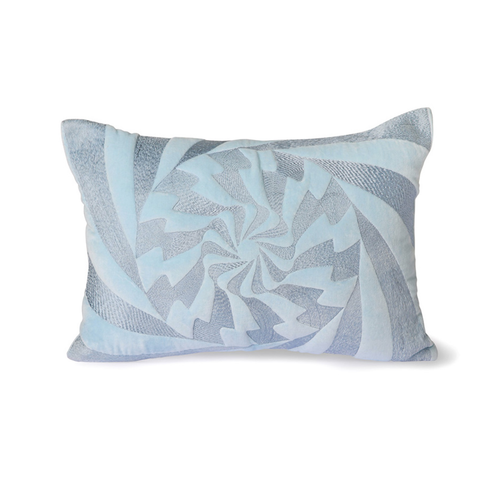 HKLIVING | Graphic Embroidered Cushion | Ice Blue - LONDØNWORKS