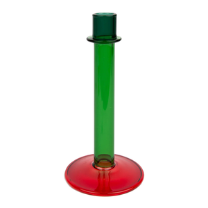 TALKING TABLES | Tall Glass Candle Holder | Red & Green - LONDØNWORKS