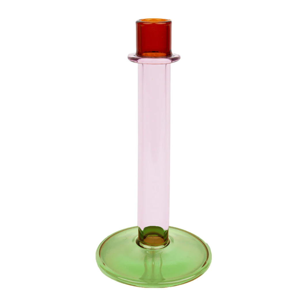 TALKING TABLES | Tall Glass Candle Holder | Orange & Pink - LONDØNWORKS
