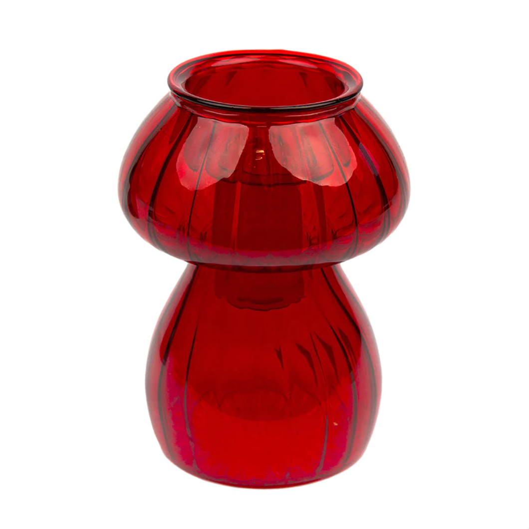 TALKING TABLES | Mushroom Glass Candle Holder & Vase| Red - LONDØNWORKS