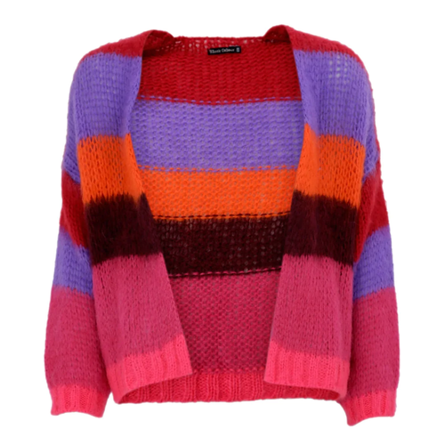 BLACK COLOUR | Ruby Striped Cardigan | Pink Stripe - LONDØNWORKS