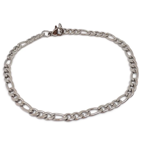 CRYPT | Figaro Chain Steel Link Bracelet | Silver