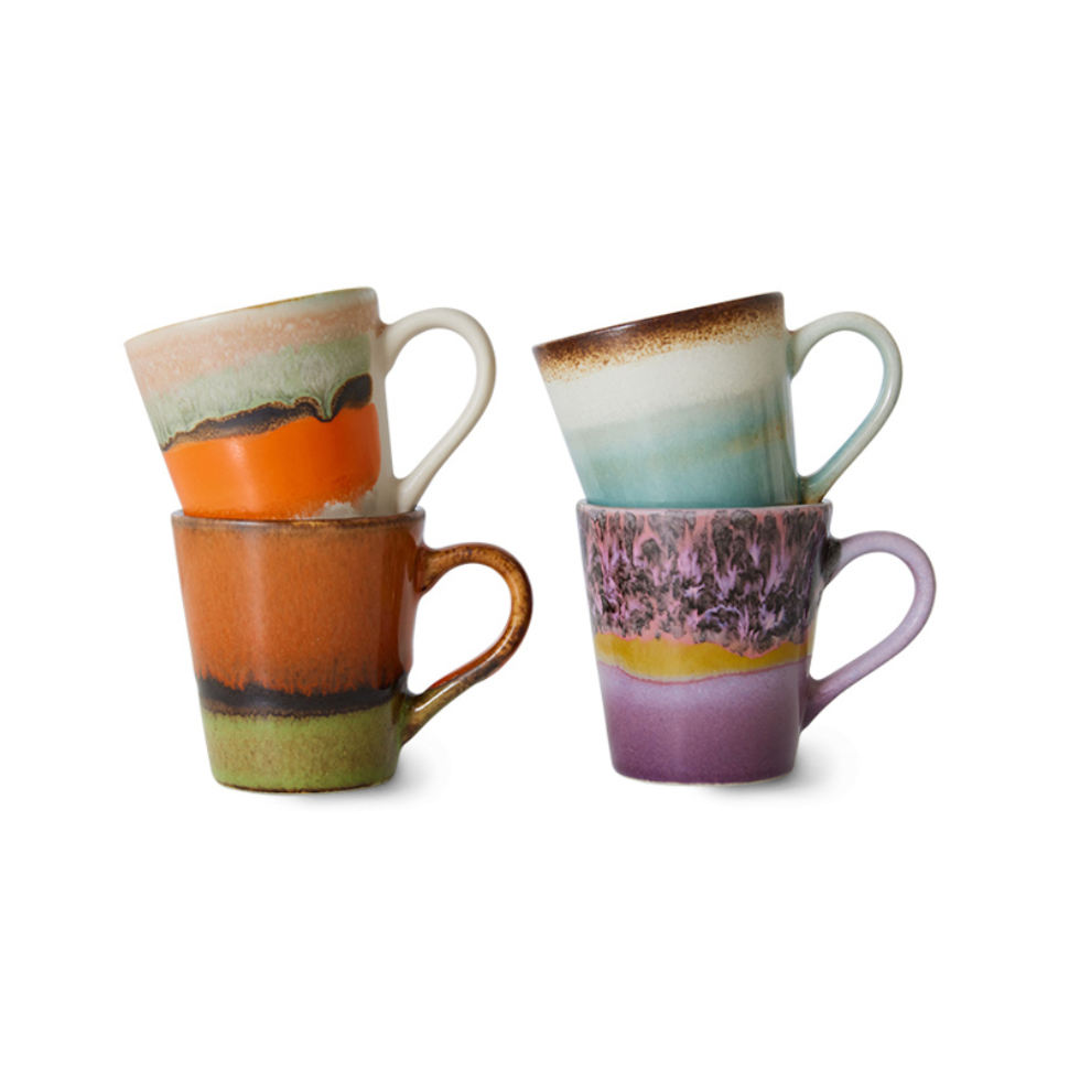 HKLIVING | Ceramic Espresso Cups Set Of 4 | Retro - LONDØNWORKS