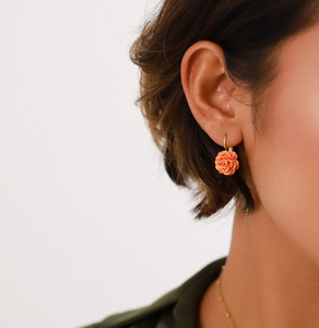 F. HERVAL | Clea Simple Rose Earrings | Coral - LONDØNWORKS